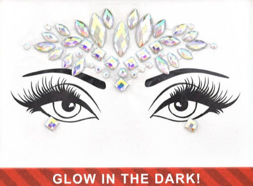 Glow in the dark Diamonte Face (Silver Rays)